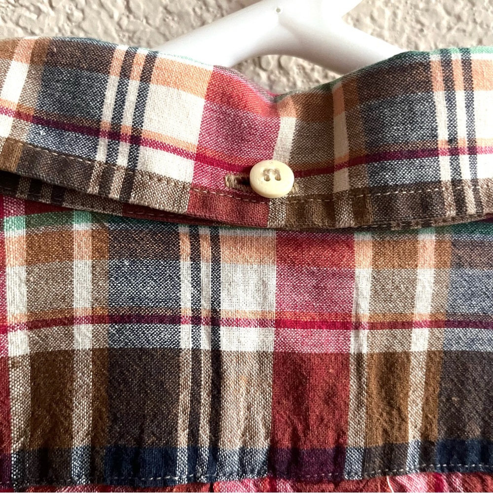 Kiel James Patrick Shirt Mens M Indian Madras Red Plaid Button Down Long Sleeve‎ - Picture 10 of 10